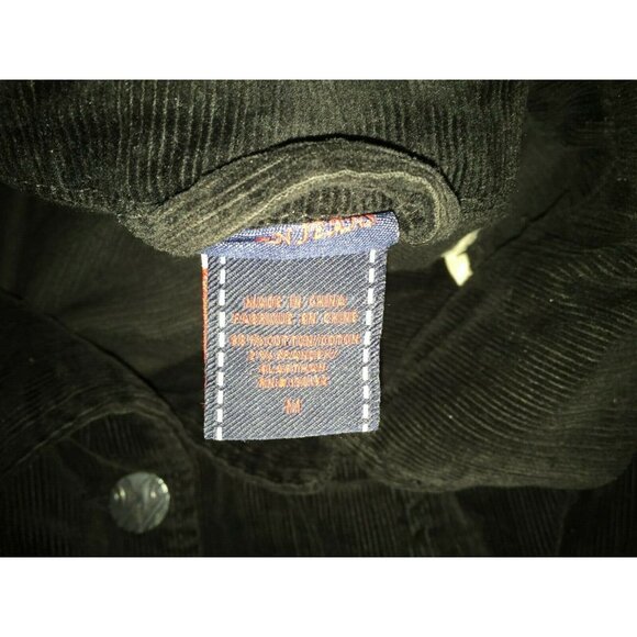 Worn Jeans Women Medium Button-Front Corduroy Jacket Pocket Black Stretch Casual - Picture 6 of 11